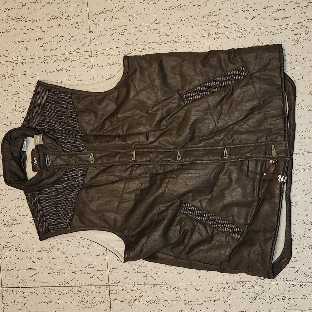 LRG Lifted Research Group Brown Button Down Puffer Winter Vest Vintage Y2K